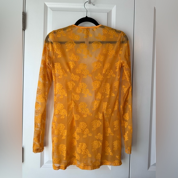 Savage x Fenty Strap Up Long-Sleeve Lace Slip Yellow Amber (Size M) - Picture 4 of 13